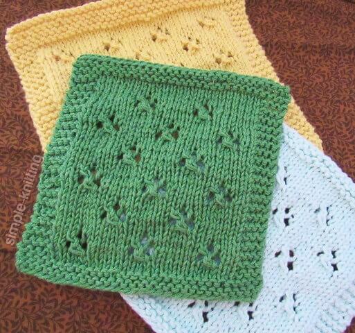 Want a fresh new blanket square knitting pattern or would you like to knit a dishcloth? This pattern is perfect for you and filled with cloverleaf eyelets! Cloverleaf Eyelet Dishcloth Knitting Pattern