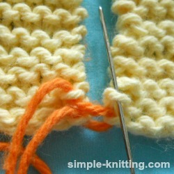 Seam knitted garter stitch