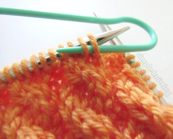 Knitting cables step 1 of cable knitting tutorial for beginners