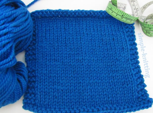 Knitting gauge swatch
