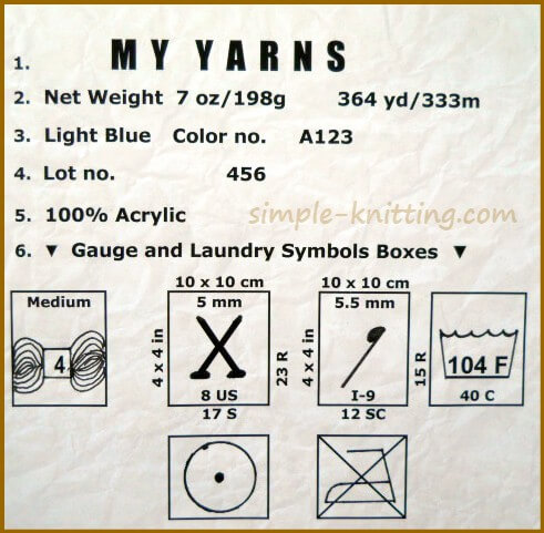 Yarn Care Symbols Chart