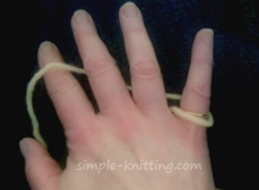 Holding yarn in right hand, English style