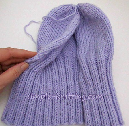 Knit hat on straight needles