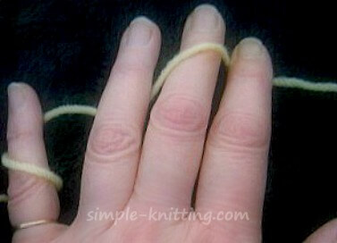 Holding yarn in left hand Continental style